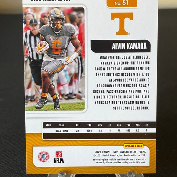 2021 Alvin Kamar Panini Season Ticket Card #51 New Orleans Saints/Tennessee - Picture 2 of 2